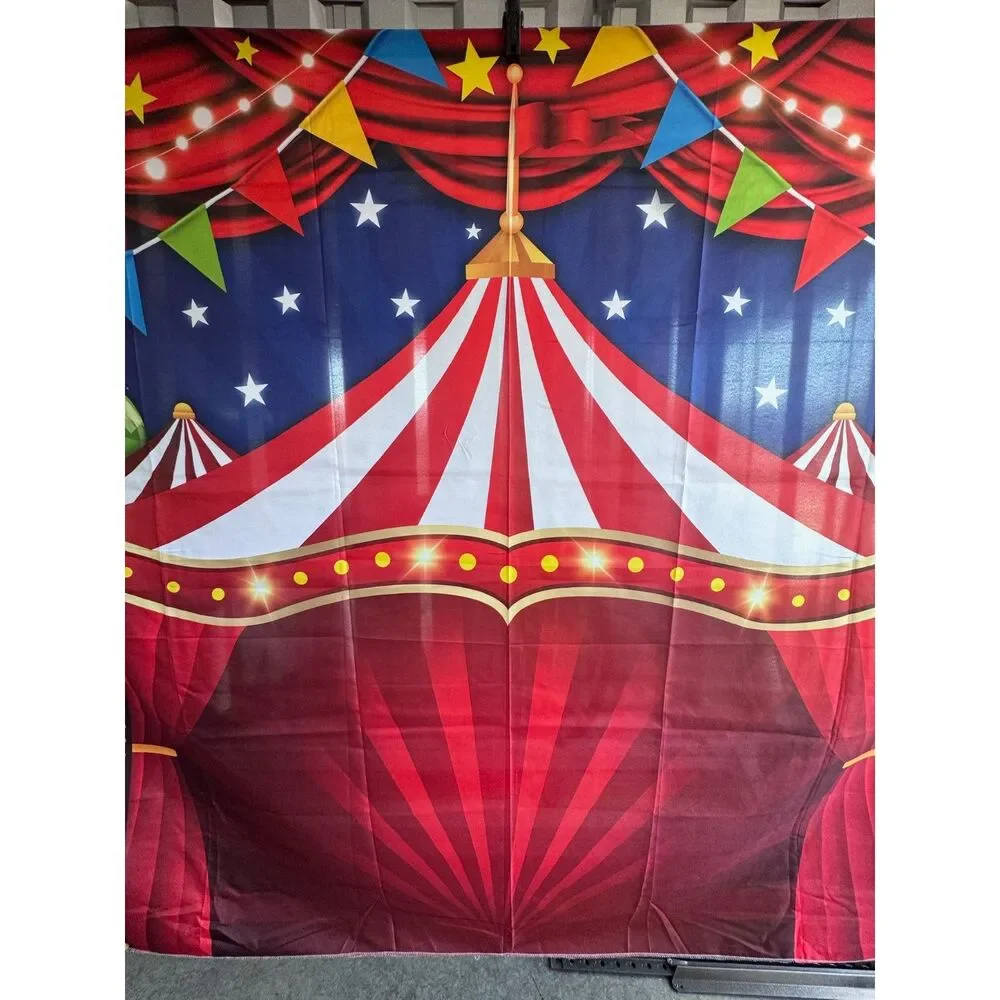 Circus Big Top / Carnival Quality Fabric Photo Backdrop Party Decor Banner Fun!!